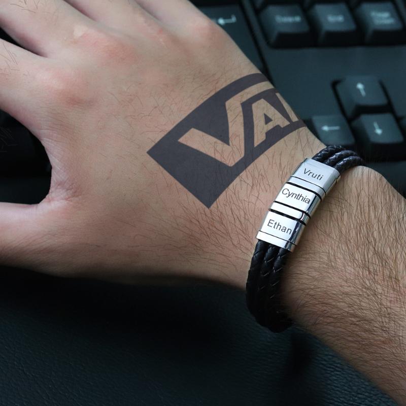 Personalize Name Bracelets for Men Vintage Custom Stainless Steel Braided Black Leather Wrap Bracelets BFF Wristband
Personalize Name Bracelets for Men Vintage Custom Stainless Steel Braided Black Leather Wrap Bracelets BFF Wristband