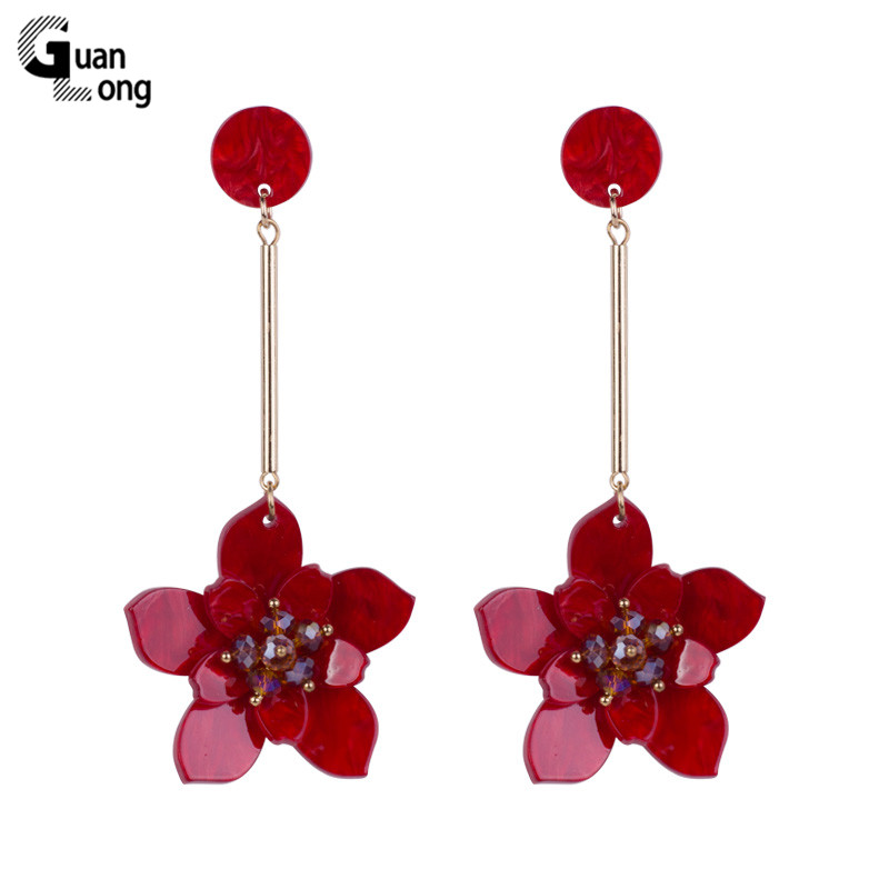 GuanLong Trendy Dangle Fashion Acrylic Flower Earring Women Big Long Metal Dangling Red Resin Earring Female New Jewelry Brincos
GuanLong Trendy Dangle Fashion Acrylic Flower Earring Women Big Long Metal Dangling Red Resin Earring Female New Jewelry Brincos