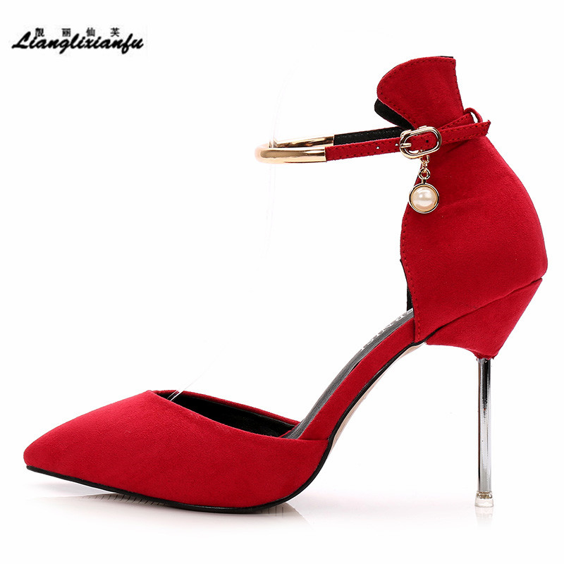 LLXF Summer Nightclub Luminous Pearl Ankle-strap pumps 10cm thin high-heeled women's wedding shoes lady Pointe Toe Flock sandals, Black
LLXF Summer Nightclub Luminous Pearl Ankle-strap pumps 10cm thin high-heeled women's wedding shoes lady Pointe Toe Flock sandals, Black