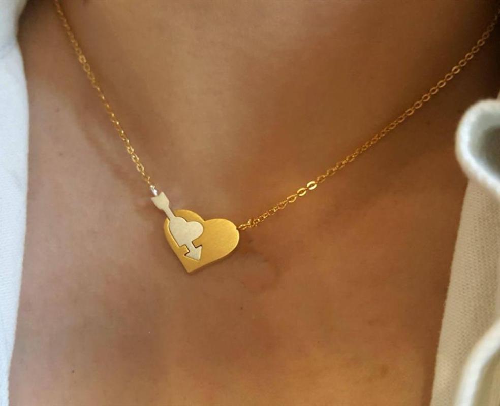 Romantic Love God Bijoux Femme Double Heart Cupid's Arrow Necklaces Pendants Stainless Steel Jewelry For Women Bridesmaid Gift
Romantic Love God Bijoux Femme Double Heart Cupid's Arrow Necklaces Pendants Stainless Steel Jewelry For Women Bridesmaid Gift