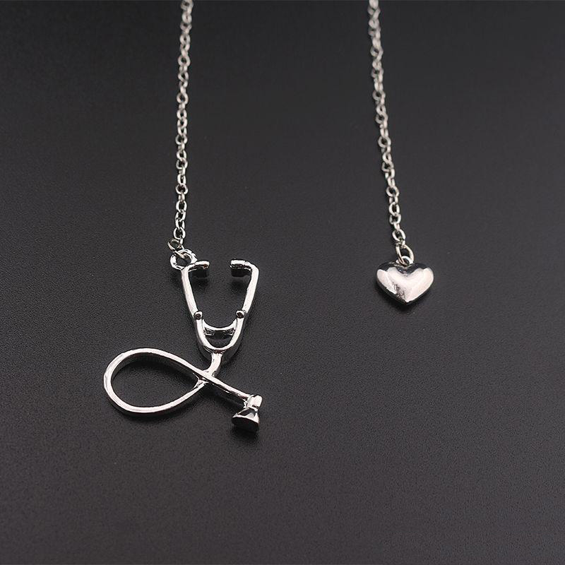 Hot Selling Medical Jewelry Alloy I Love You Heart Pendant Necklace Stethoscope Necklace for Nurse Doctor Jewelry Gift Wholesale