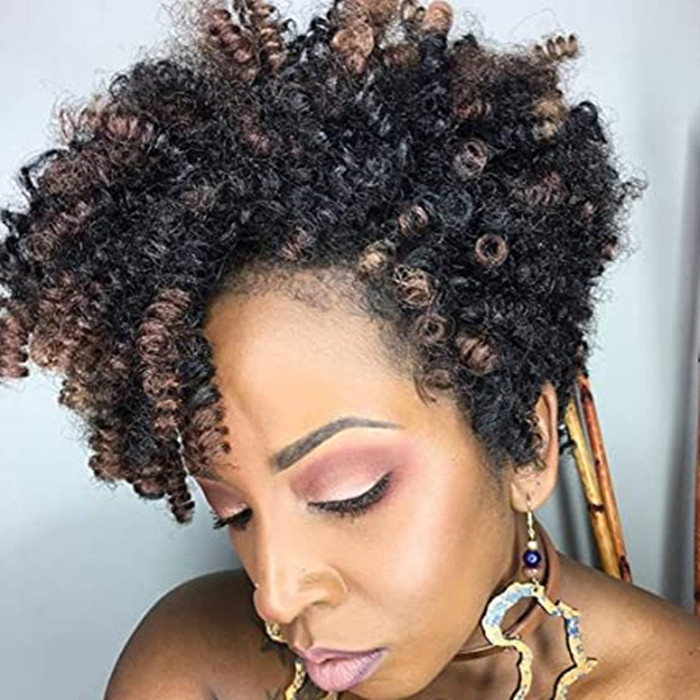 Human hair puff ponytail 10 inch Bounce African Collection Crochet Braiding Hair Carrie Curl(8mm) ponytail Hair Extension