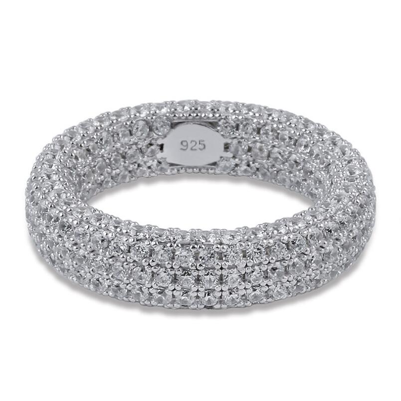 New Sparkling Vintage Fine Jewelry Real 100% 925 Sterling Silver Pave White Sapphire CZ Diamond Pink Gemstones Women Wedding Ban Ring Gift