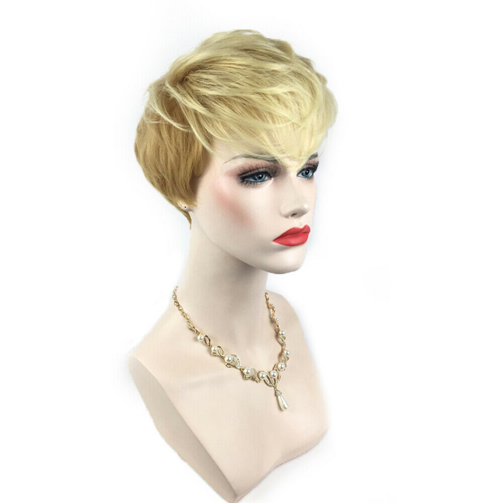 Ladies Short Full Wig Blonde Heat Resistant Synthetic Hair Cosplay Party Costume