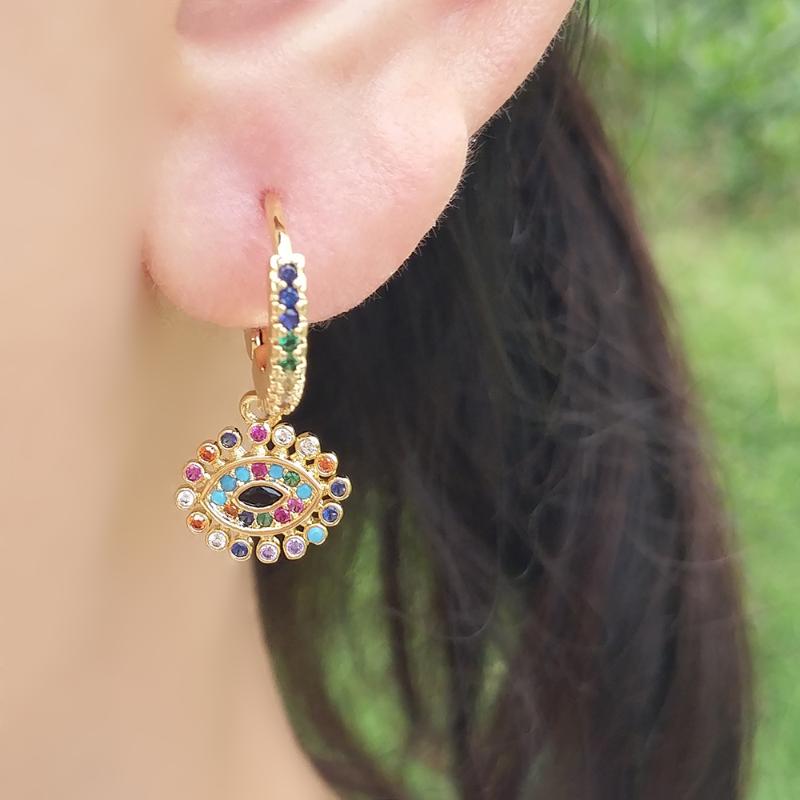 Pretty CZ Turkish Eye Earrings Huggies Cute Two Piece Earring Mexican Jewelry pendientes cristales colores Rainbow Hoop Earrings
Pretty CZ Turkish Eye Earrings Huggies Cute Two Piece Earring Mexican Jewelry pendientes cristales colores Rainbow Hoop Earrings