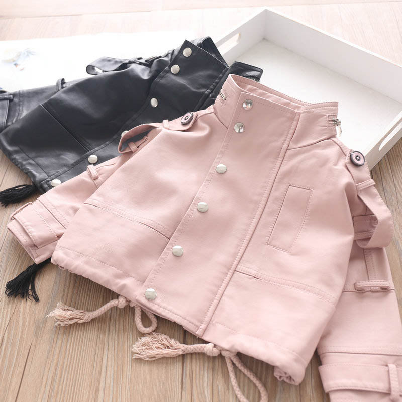 2020 Autumn and Winter Girls Stand Collar Drawstring PU Leather Jacket Children's Clothing Wholesale, Black
2020 Autumn and Winter Girls Stand Collar Drawstring PU Leather Jacket Children's Clothing Wholesale, Black