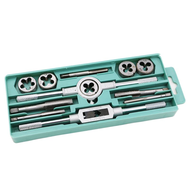 12pcs Tap Die Set M3-M12 Screw Thread Metric Taps Wrench Dies DIY Kit Wrench Screw Threading Hand Tools Alloy Metal with Bag
12pcs Tap Die Set M3-M12 Screw Thread Metric Taps Wrench Dies DIY Kit Wrench Screw Threading Hand Tools Alloy Metal with Bag
