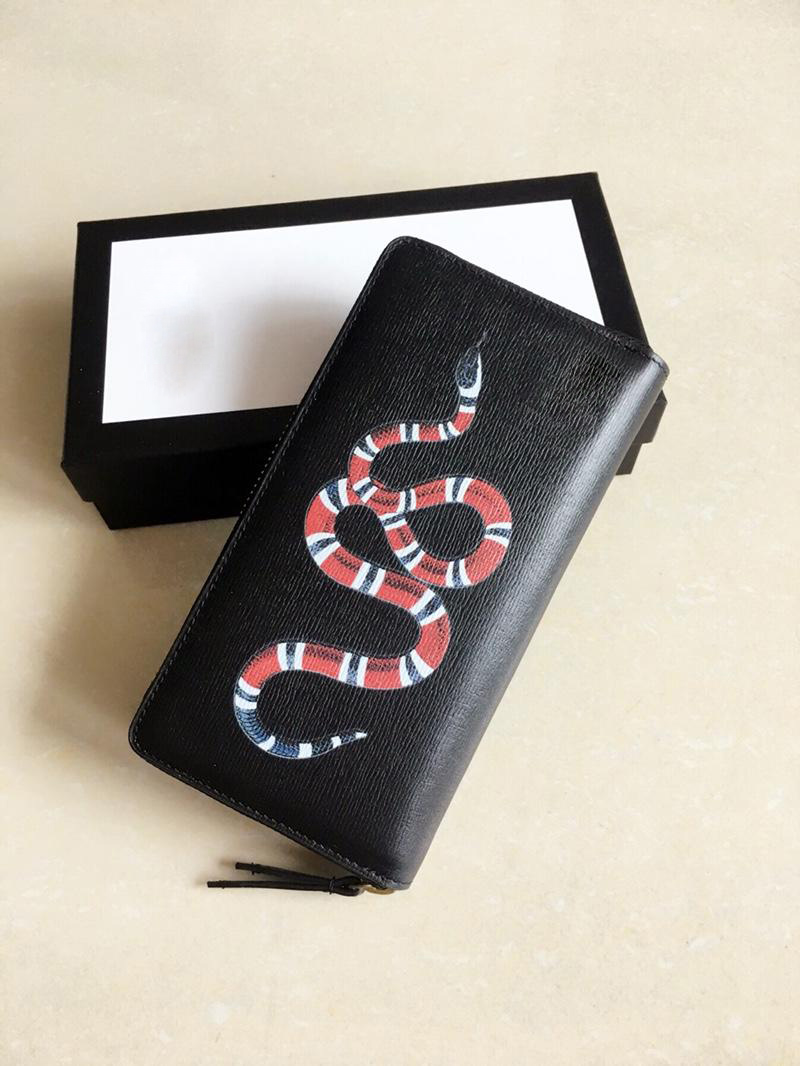 2020 Hot Fashion tiger snake designer men casual real leather long Wallets Top quality small purses card holder with box