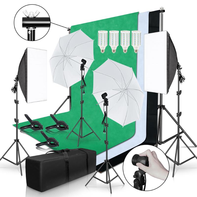 Photo Studio Lighting Kit 2x3M Background Frame With 3Pcs Backdrop Photography Light Softbox Reflect Umbrella Tripod Stand
Photo Studio Lighting Kit 2x3M Background Frame With 3Pcs Backdrop Photography Light Softbox Reflect Umbrella Tripod Stand