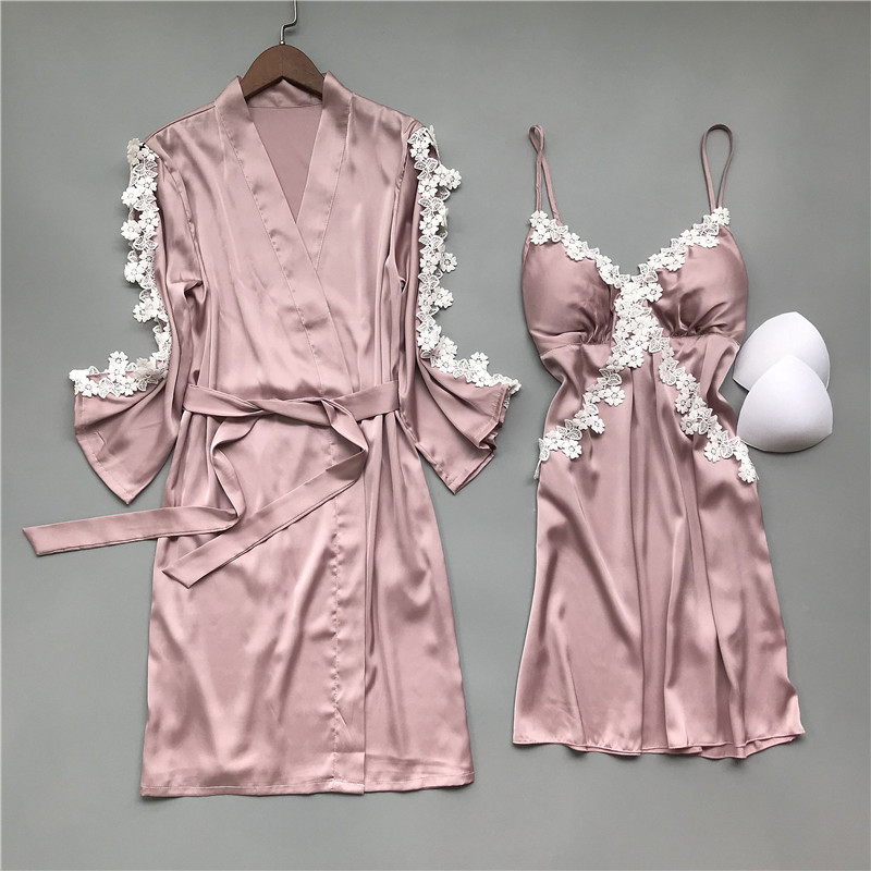 2020 Spring Women Robe & Gown Sets Sexy Sleep Lounge Pijama Sleeveless Ladies Nightwear Bathrobe+Nightdress With Chest Pads, Qianlv
2020 Spring Women Robe & Gown Sets Sexy Sleep Lounge Pijama Sleeveless Ladies Nightwear Bathrobe+Nightdress With Chest Pads, Qianlv