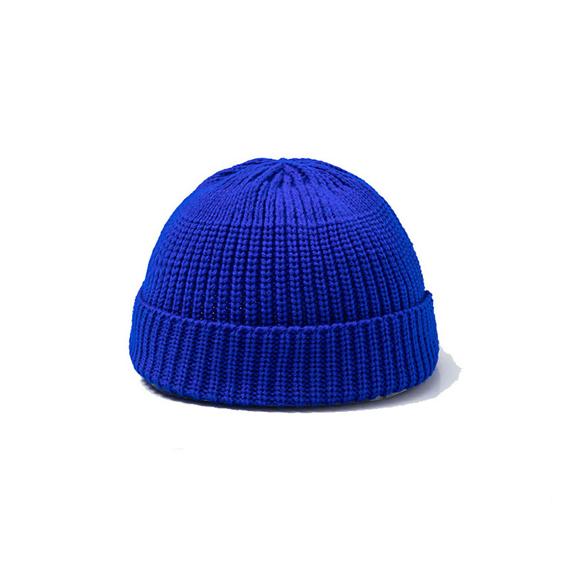 New Fashion Men's Beanie Winter Knit Hat Boy Skullcap Sailor Cap Cuffs Retro Navy Short Hat Solid Color Unisex Autumn Warm Cap