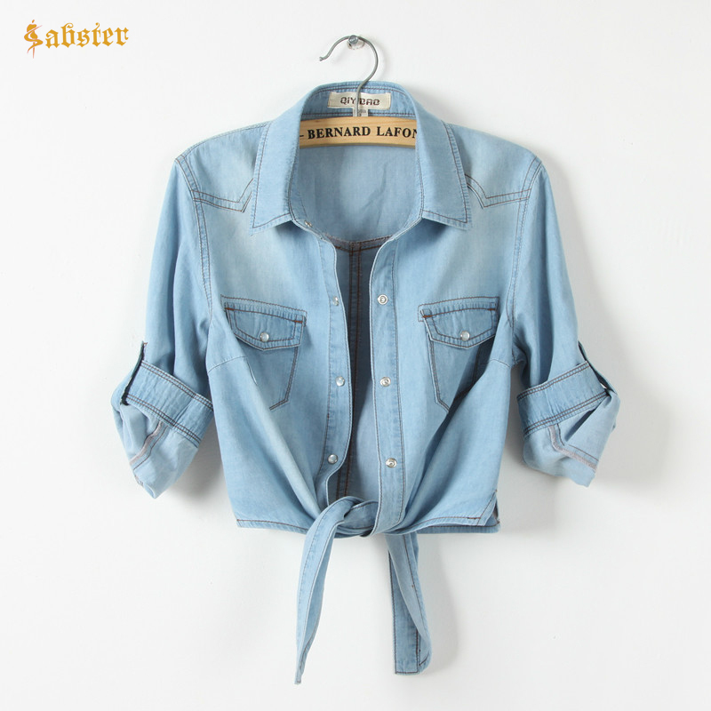 Hot Sale Girls Slim Top New Summer Women Casual Cropped sleeves Shirt Female Denim Shirts women' Fashion Short Blouse XZ120 200924, Dark blue
Hot Sale Girls Slim Top New Summer Women Casual Cropped sleeves Shirt Female Denim Shirts women' Fashion Short Blouse XZ120 200924, Dark blue