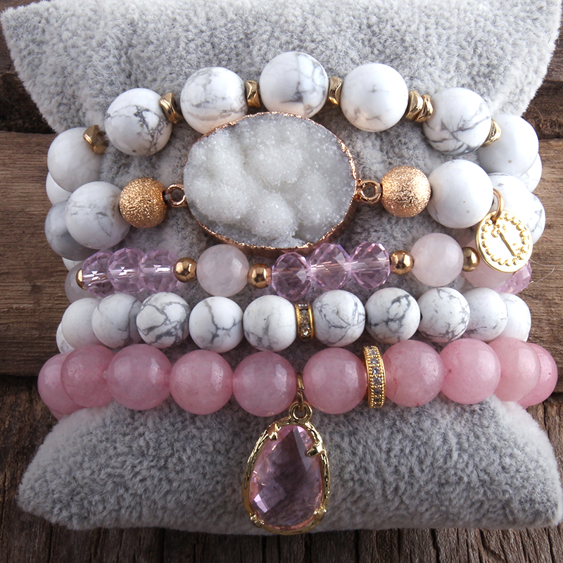 MD New Designer Boho Beaded Bracelet Set Natural Stone & Druzy 5pc Bracelets Bangles Set For Fashion Jewelry
MD New Designer Boho Beaded Bracelet Set Natural Stone & Druzy 5pc Bracelets Bangles Set For Fashion Jewelry