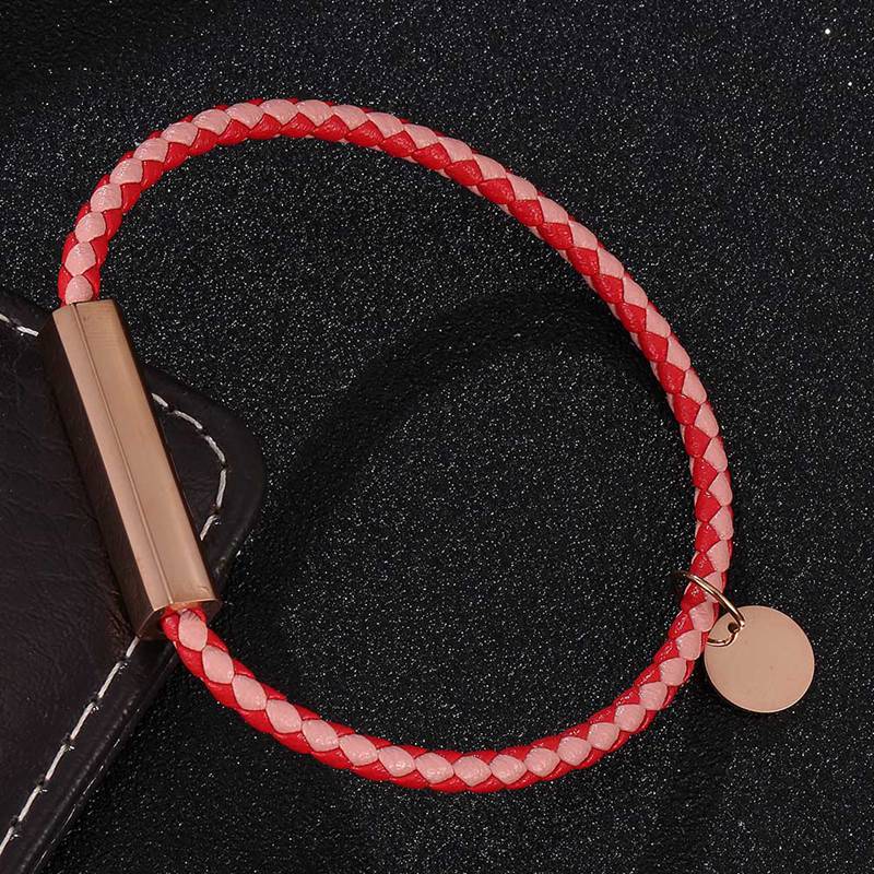 Simple Charm Jewelry Red & Pink Braided Leather Bracelet Women Men Stainless Steel Magnet Buckle Couples Leather Bangles SP0716
Simple Charm Jewelry Red & Pink Braided Leather Bracelet Women Men Stainless Steel Magnet Buckle Couples Leather Bangles SP0716