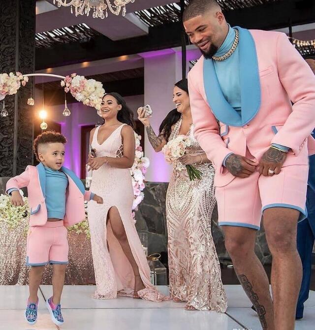 Pink Men Suits 2 Pieces Slim Fit Be Shawl Lapel Blazer Wedding Grooms Tuxedos One Button Summer Beach Suit Jacket And Short Pants