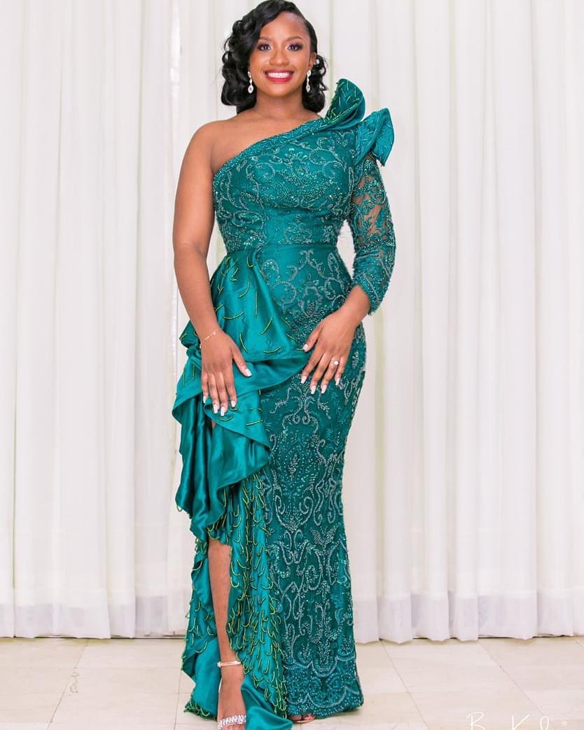 arabic aso ebi luxurious lace beaded evening dresses one shoulder mermaid prom dresses vintage formal party second reception gowns zj00