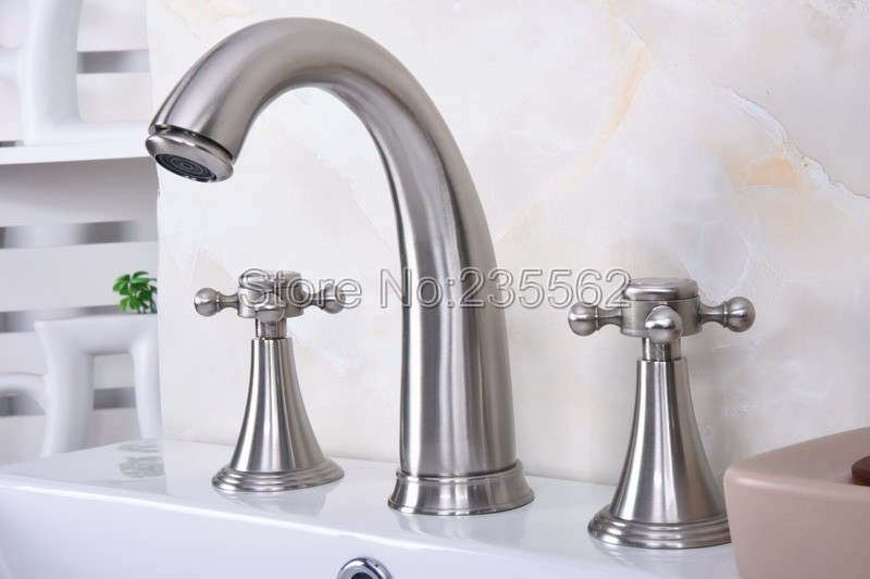 Brushed Nickel Widespread 3 Holes Dual Handles Bathroom Tub Sink Faucet Mixer Tap Lbn017
Brushed Nickel Widespread 3 Holes Dual Handles Bathroom Tub Sink Faucet Mixer Tap Lbn017