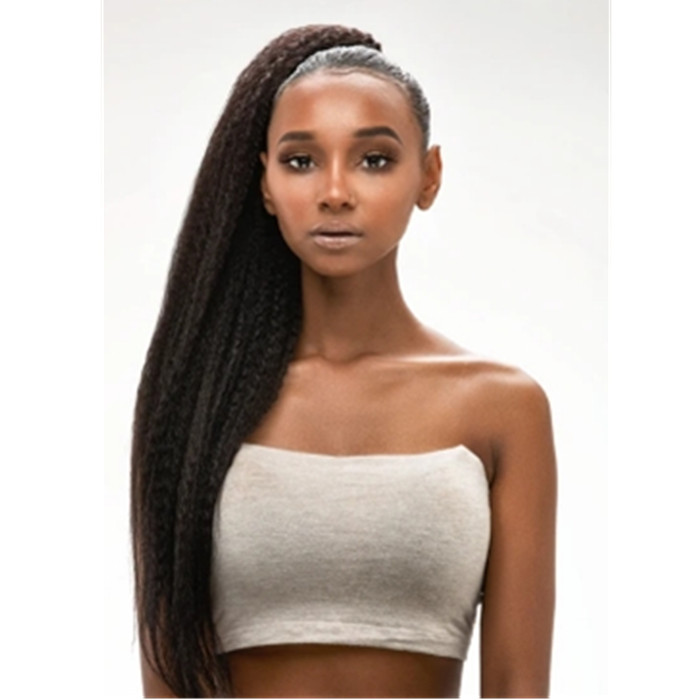 Long high Brazilian kinky straight drawstring ponytail 100% real hair natural human hair extension clip in 10-24inch 140g brown black