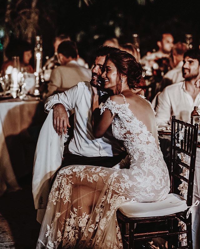 Bohemian A Line Wedding Dresses 2021 IllusionSheer Neck Short Sleeve Lace Appliques Bridal Gowns Plus Size Vestido De Noiva Wedding Dress