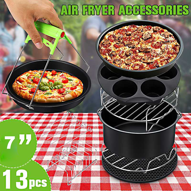 13pcs Air Fryer Accessories 7 Inch Fit for Airfryer 5.2-6.8QT Baking Basket Pizza Plate Grill Pot Kitchen Cooking Tool for Party
13pcs Air Fryer Accessories 7 Inch Fit for Airfryer 5.2-6.8QT Baking Basket Pizza Plate Grill Pot Kitchen Cooking Tool for Party