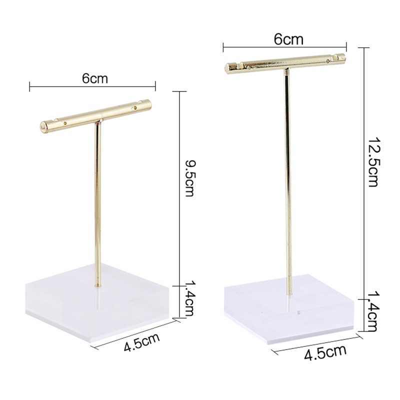 Wholesale Metal T Bar Jewelry Stud Earrings Display Stand Holder with Solid Acrylic Pendant Large Earrings Hanger Showcase Rack MX200810