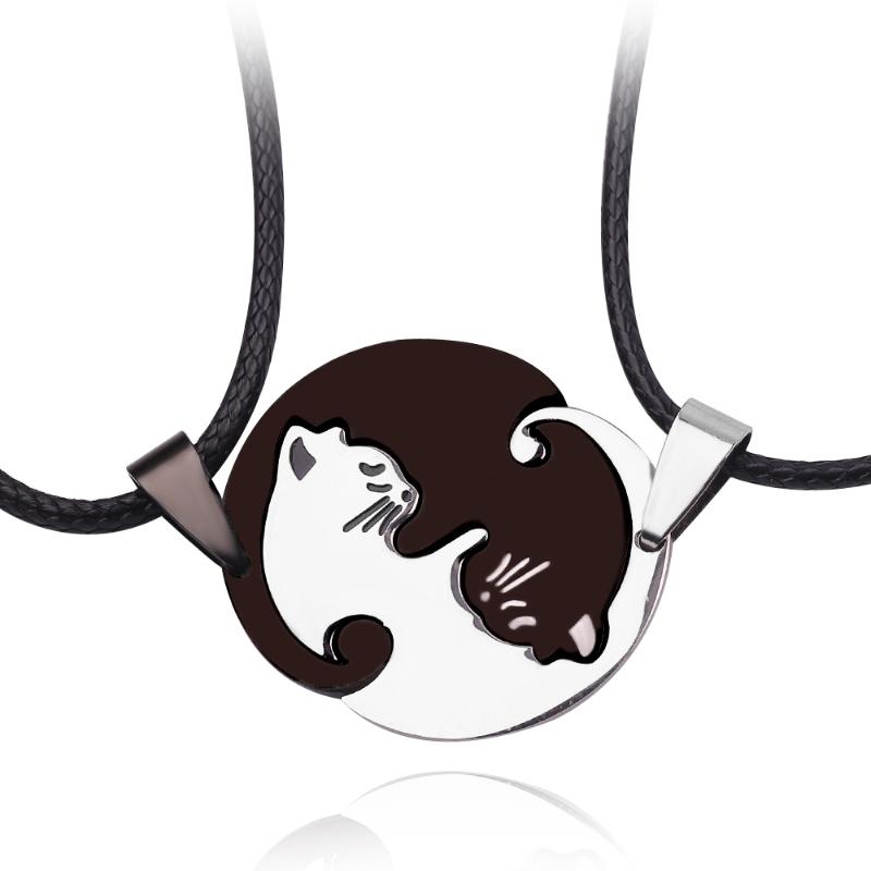 Wholesale stainless steel cat pendant necklace forming a circle two cats embracing lover gift set Valentine's Day couple gift
Wholesale stainless steel cat pendant necklace forming a circle two cats embracing lover gift set Valentine's Day couple gift