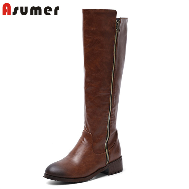 ASUMER 2020 Newest plus size 48 knee high boots women round toe zipper simple autumn winter low heels shoes woman riding boots, Coffee
ASUMER 2020 Newest plus size 48 knee high boots women round toe zipper simple autumn winter low heels shoes woman riding boots, Coffee