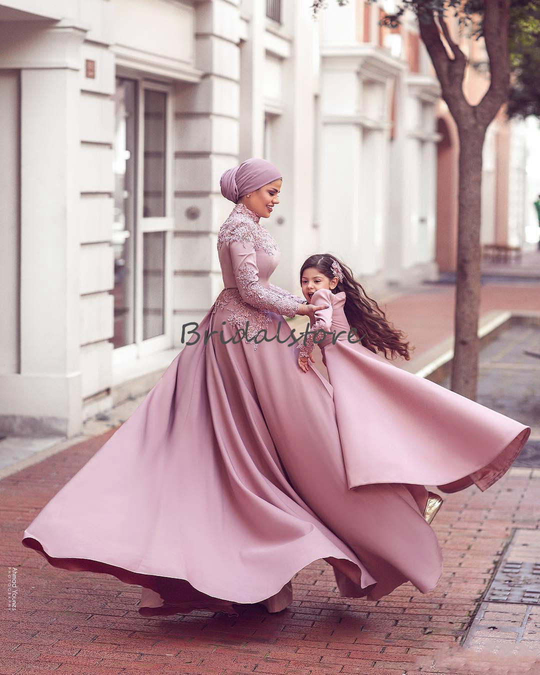 Elegant Blush Pink Evening Dresses Jumpsuit With Detachable Train Long Sleeve Muslim Evening Gown Abaya Bead Lace Prom Dress robes de soiree