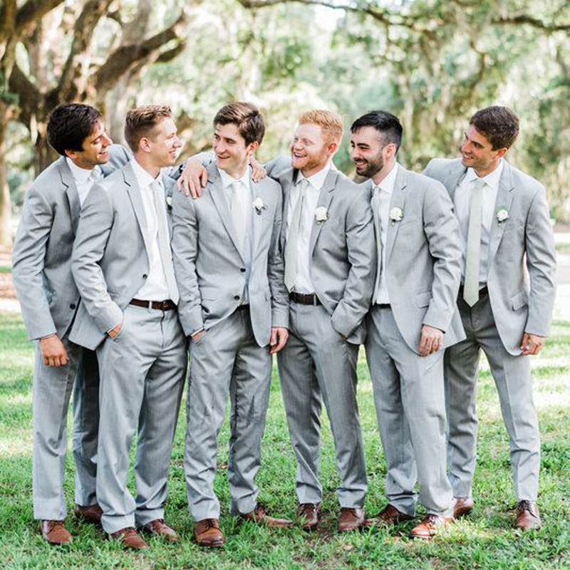 high quality grey men tuxedos groom wedding suits two button groomsmen notched lapel slim fit prom party blazer jacket jacketpants