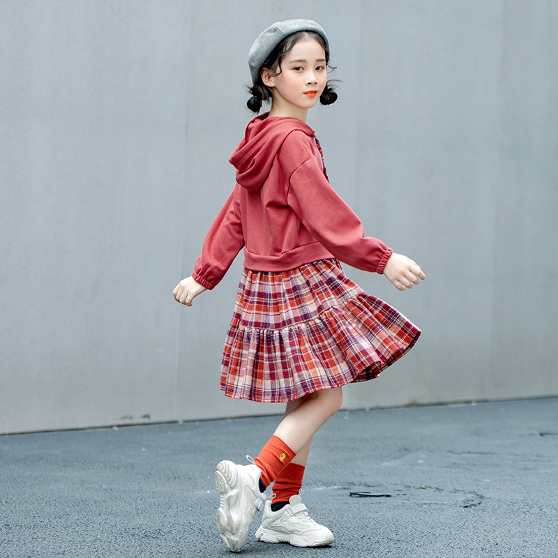 6Y To 14Y Girls Clohes Children Plaid Dress Baby Patchwork Dress Fake Two-Piece Kids Hoodies Dress Cotton, Girls Clothes, Red 
6Y To 14Y Girls Clohes Children Plaid Dress Baby Patchwork Dress Fake Two-Piece Kids Hoodies Dress Cotton, Girls Clothes, Red