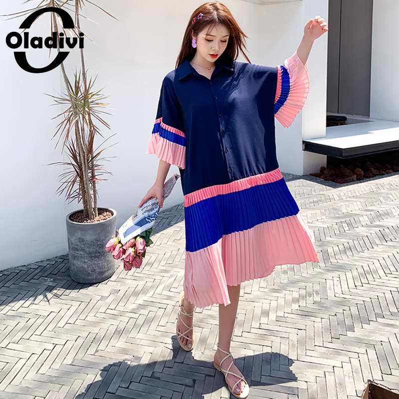 Oladivi Plus Size Women Clothing Patchwork Pleated Dress Summer New Ladies Casual Loose Shirt Tunic Dresses Vestidio 6XL 5XL 4XL, Pink
Oladivi Plus Size Women Clothing Patchwork Pleated Dress Summer New Ladies Casual Loose Shirt Tunic Dresses Vestidio 6XL 5XL 4XL, Pink