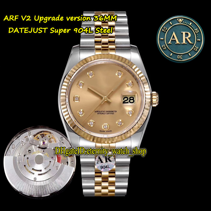 V2 Version ARF DateJust 36mm 116233 904L Steel Case Cal.3135 Automatic 126233 126234 Mens Watch Champagne Dial Two Tone Jubilie Band Watches, Box
V2 Version ARF DateJust 36mm 116233 904L Steel Case Cal.3135 Automatic 126233 126234 Mens Watch Champagne Dial Two Tone Jubilie Band Watches, Box