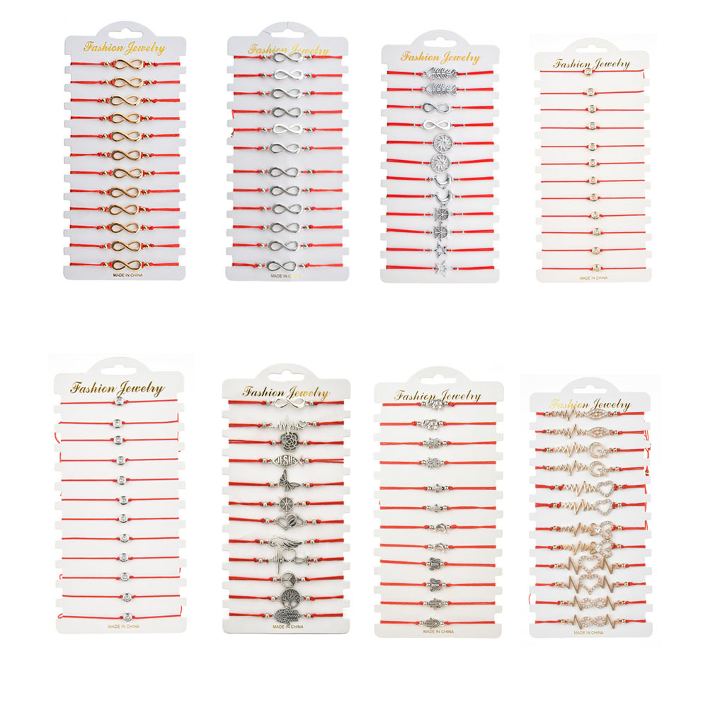 12 pcs/lot Women Red String Rope Adjustable Braided Bracelets Set Rhinestone Zircon Infinte Love Heart Charm Bracelet Jewelry
12 pcs/lot Women Red String Rope Adjustable Braided Bracelets Set Rhinestone Zircon Infinte Love Heart Charm Bracelet Jewelry