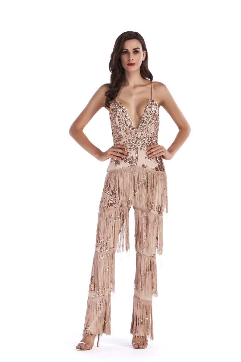 Fashion Jumpsuit New White Black Apricot Gold Slinky Tassels Metallic Glitter Disco Sexy V Neck Strap Sequin Catsuit Bodysuit9, Black;white
Fashion Jumpsuit New White Black Apricot Gold Slinky Tassels Metallic Glitter Disco Sexy V Neck Strap Sequin Catsuit Bodysuit9, Black;white
