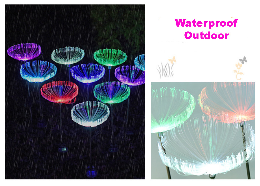 Lawn lamp Outdoor LED Jellyfish Fiber Optic Colorful Solar Lights Restaurant Home garden Decor Wedding Party Waterproof IP65 10pcs