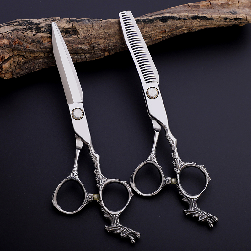 Left-Hand Professional 6 inch Hair Cutting Scissors and Thinning Scissor With Dragon Handle Stainless Steel Styling Tools
Left-Hand Professional 6 inch Hair Cutting Scissors and Thinning Scissor With Dragon Handle Stainless Steel Styling Tools