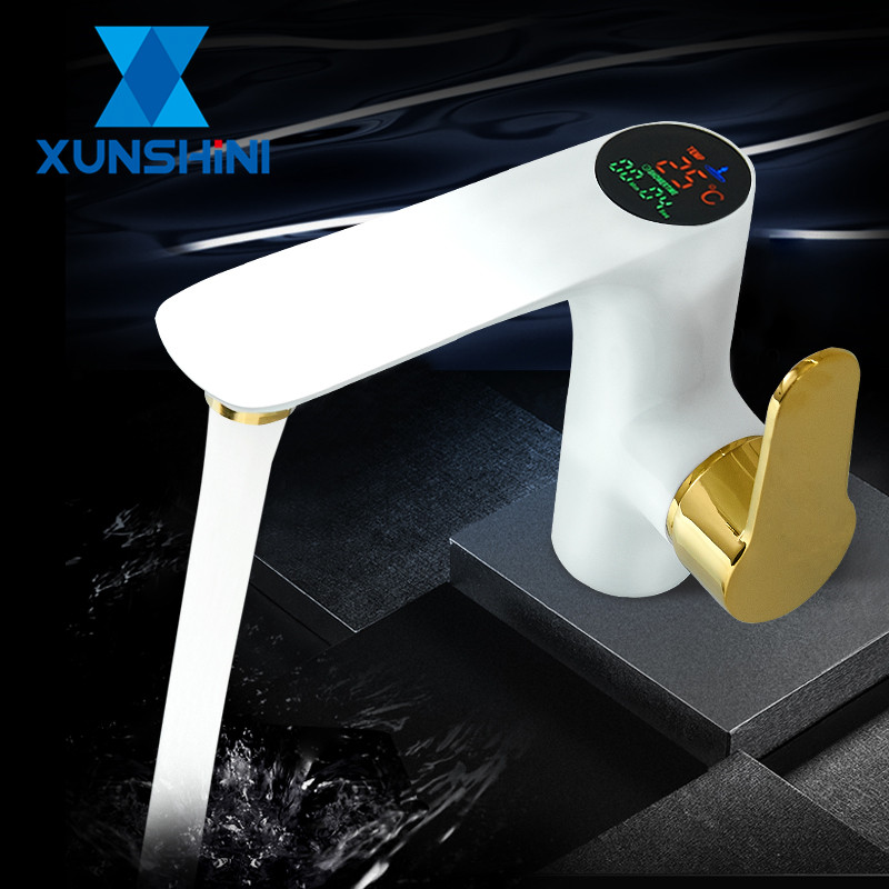 XUNSHINI Bathroom Led Digital Bathroom Sink Faucet Power Brass Sink Taps Cold And Hot Temperate Display Water faucet Mixer Tap
XUNSHINI Bathroom Led Digital Bathroom Sink Faucet Power Brass Sink Taps Cold And Hot Temperate Display Water faucet Mixer Tap