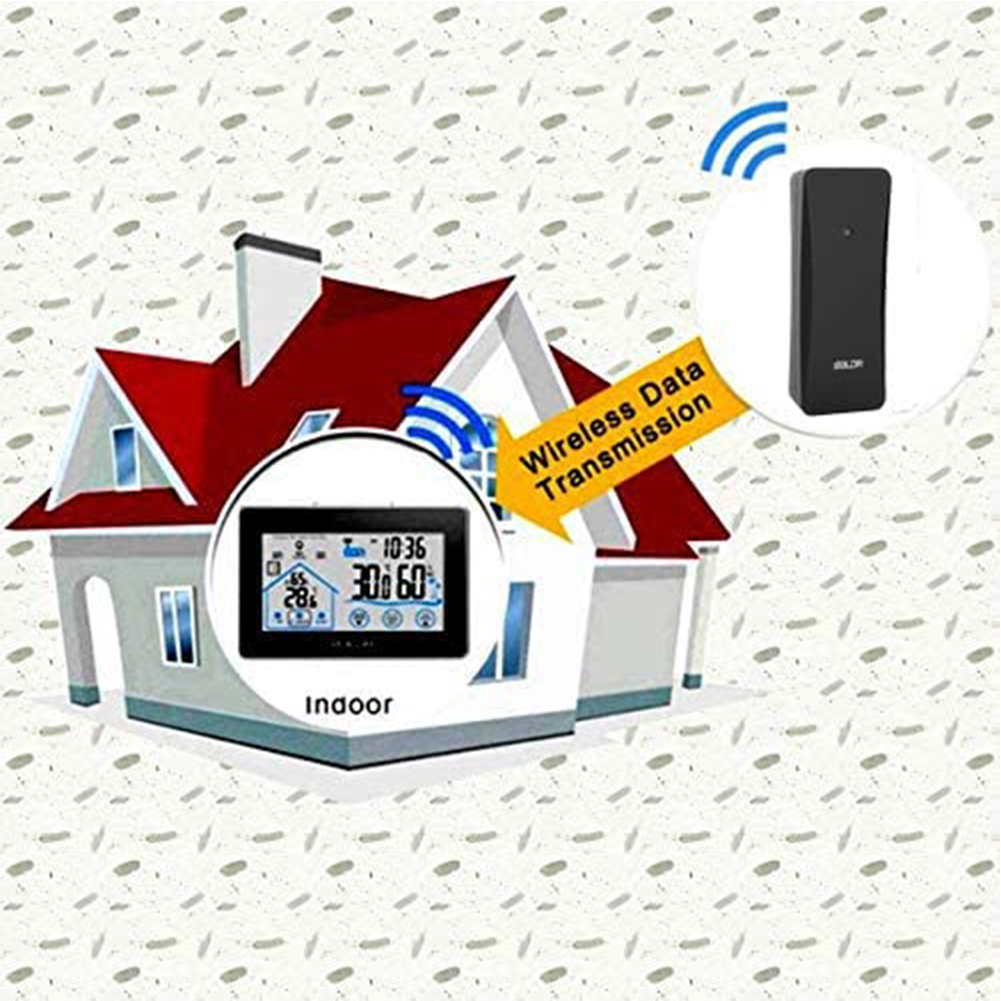 Wireless Outdoor Indoor Weather Station Hygrometer Thermometer Barmeter Clock8265552