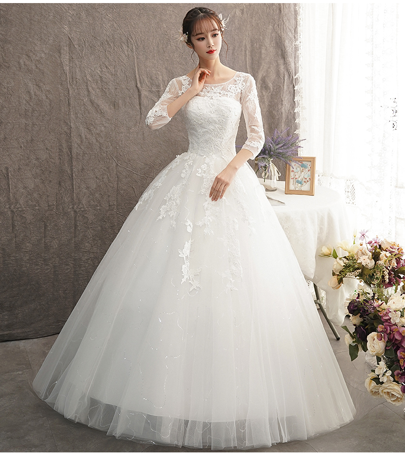 High Waist Pregnant Women Wedding Dress Long Sleep Lace Bridal Gowns Custom Dress Vestidos De Novia Nemidor Robe De Soiree