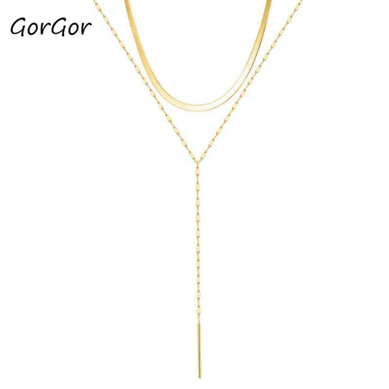 GorGor Women Necklace Snake Chain Double Layer Beads Titanium Steel Simple Ladies Fashion Chokers Accessories 1658
GorGor Women Necklace Snake Chain Double Layer Beads Titanium Steel Simple Ladies Fashion Chokers Accessories 1658