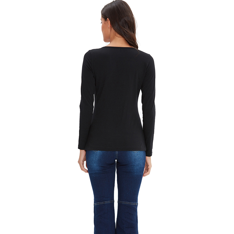 Women Basic Solid Long Sleeve T Shirt Round Crew Neck Plain Cotton Spandex Plus Size Lady tees & tops Autumn
