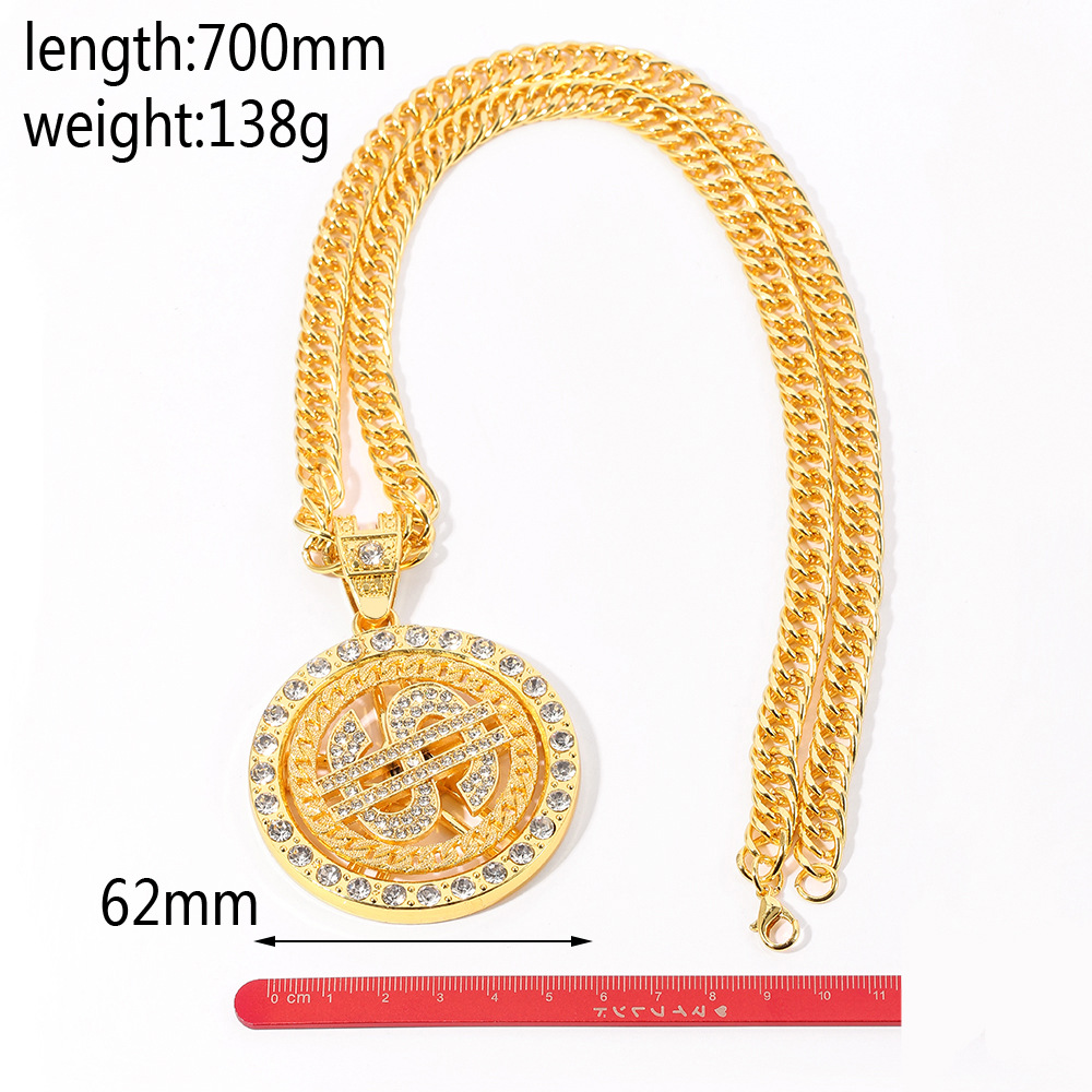 high quality iced out sparking bling hip hop Pendant Necklaces women men jewelry choker Link chain gold silver US Dollar necklace Jewellry
