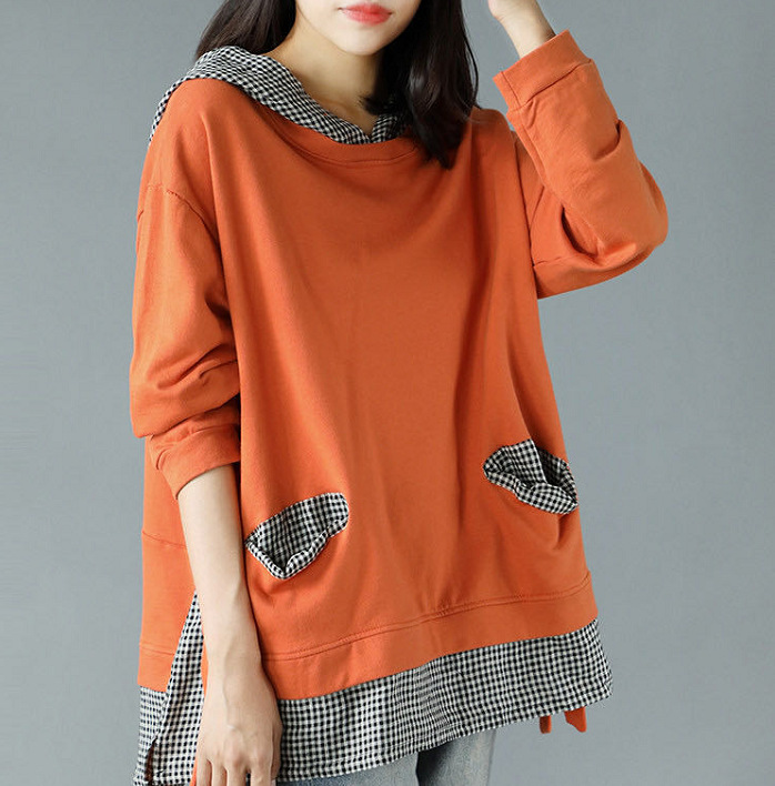Autumn Spring Sweatshirts Women Casual Patchwork Plaid Hooded Pockets Asymmetric Female Loose Tops, Black
Autumn Spring Sweatshirts Women Casual Patchwork Plaid Hooded Pockets Asymmetric Female Loose Tops, Black