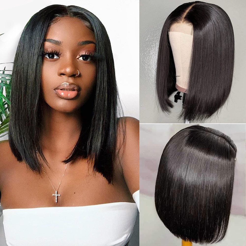 Ishow 4x4 Bob Lace Frontal Wigs Brazilian Virgin Hair Straight Lace Frontal Human Hair Wigs Swiss Lace Frontal Wig Pre Plucked