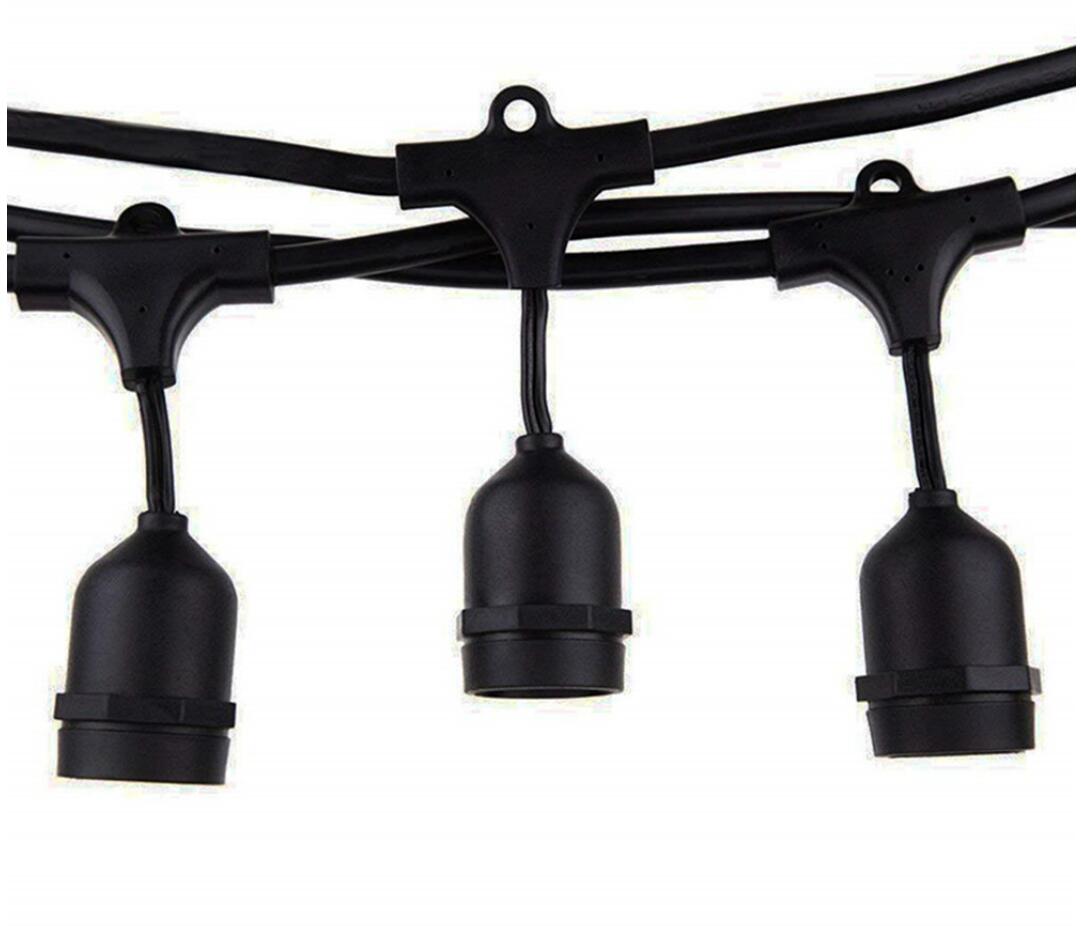 S14 E27 Commercial Grade Black Wire Cable Waterproof Vintage Style Party Globe Led Light Outdoor Festoon String Christmas Wedding