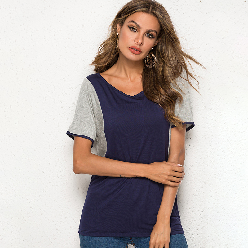 T Shirt Women Summer 2020 Casual Women T-shirts O-Neck Long Sleeve Patchwork Color Slim T Shirt, Navy blue
T Shirt Women Summer 2020 Casual Women T-shirts O-Neck Long Sleeve Patchwork Color Slim T Shirt, Navy blue