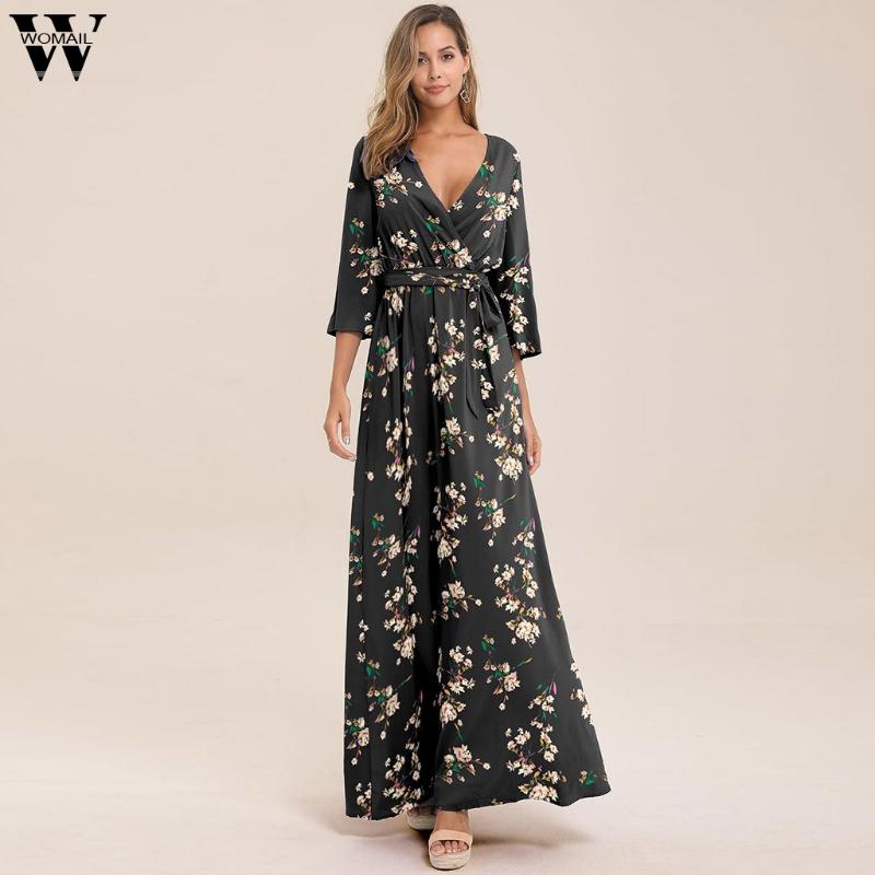 Womail Summer Women Long Dress Elegent Flowers Printed Dress Three Quarter Sleeve V-neck Sashes Femme Fashion Sexy Vestido, Rd
Womail Summer Women Long Dress Elegent Flowers Printed Dress Three Quarter Sleeve V-neck Sashes Femme Fashion Sexy Vestido, Rd