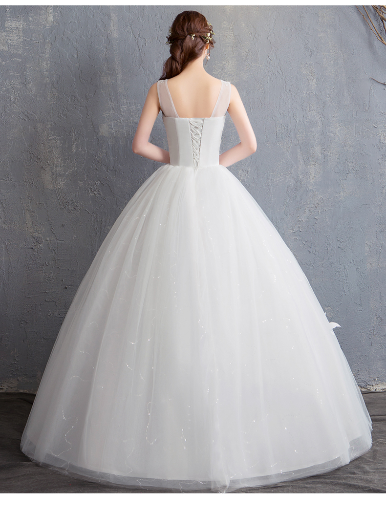 Cheap Tank Wedding Dress 2020 New Summer Sleeveless Bride Ball Gown V Neck Lace Gown Wed Dress 15 Robe De Mariage