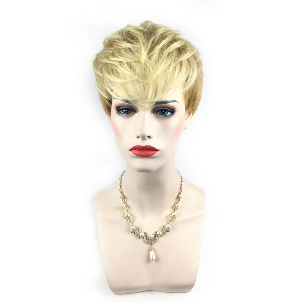 Ladies Short Full Wig Blonde Heat Resistant Synthetic Hair Cosplay Party Costume