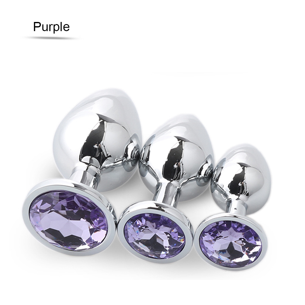Stainless Steel Metal anal plug 3 piece set diamond anal plug and7-inch spray vibration vibrator woman adult vibrator sex toys Y200422
